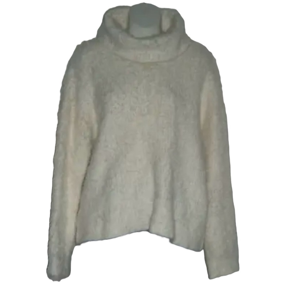Catherine Malandrino Sweater Fuzzy Turtleneck Old Money Quiet Luxury 90's Vibe L